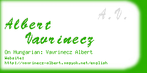 albert vavrinecz business card